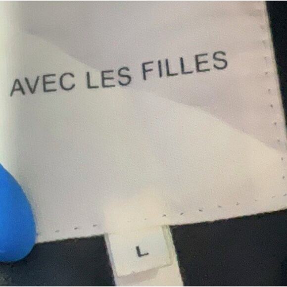 Avec Les Filles Cropped Black Faux Leather Biker Jacket Zip Close Size Large - Picture 5 of 6